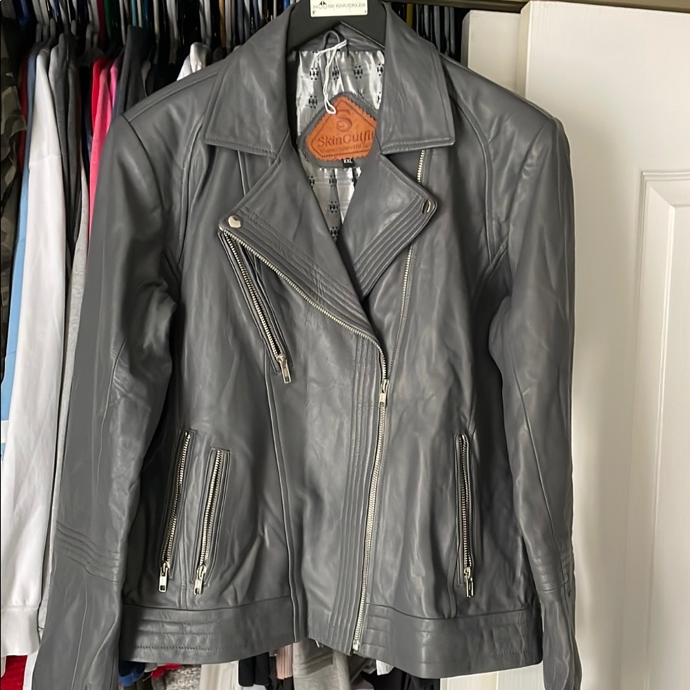 Gray Leather Jacket